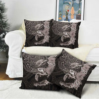 Hawaiian Plumeria and Hibiscus with Turtles Pillow Cover Polynesian Art Grayscale - Polynesian Pride