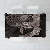 Hawaiian Plumeria and Hibiscus with Turtles Tablecloth Polynesian Art Grayscale - Polynesian Pride