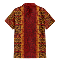 Hawaii Style Hibiscus and Tribal Element Fabric Patchwork Family Matching Mermaid Dress and Hawaiian Shirt LT03 - Polynesian Pride