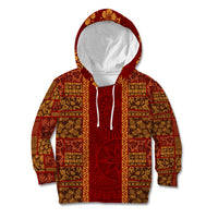 Hawaii Style Hibiscus and Tribal Element Fabric Patchwork Kid Hoodie LT03 Red - Polynesian Pride
