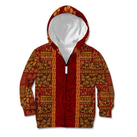 Hawaii Style Hibiscus and Tribal Element Fabric Patchwork Kid Hoodie LT03 - Polynesian Pride
