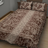Hawaii Style Hibiscus and Tribal Element Fabric Patchwork Quilt Bed Set Beige Version LT03 - Polynesian Pride