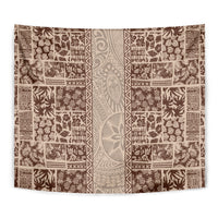 Hawaii Style Hibiscus and Tribal Element Fabric Patchwork Tapestry Beige Version LT03 - Polynesian Pride