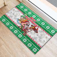 Hawaii Mele Kalikimaka Rubber Doormat Aloha Santa and Palm Tree Mix Kakau Pattern LT03 - Polynesian Pride