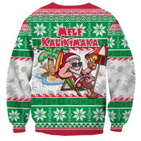 Hawaii Mele Kalikimaka Sweatshirt Aloha Santa and Palm Tree Mix Kakau Pattern LT03 - Polynesian Pride