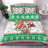 Custom Hawaii Mele Kalikimaka Bedding Set Aloha Santa and Palm Tree Mix Kakau Pattern LT03 - Polynesian Pride