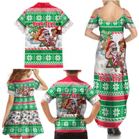 Custom Hawaii Mele Kalikimaka Family Matching Summer Maxi Dress and Hawaiian Shirt Aloha Santa and Palm Tree Mix Kakau Pattern LT03 - Polynesian Pride