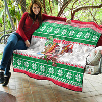 Custom Hawaii Mele Kalikimaka Quilt Aloha Santa and Palm Tree Mix Kakau Pattern LT03 - Polynesian Pride