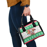 Custom Hawaii Mele Kalikimaka Shoulder Handbag Aloha Santa and Palm Tree Mix Kakau Pattern LT03 - Polynesian Pride