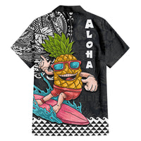 Hawaii Pineapple Surfing With Kakau Tribal Family Matching Puletasi Dress and Hawaiian Shirt LT03 - Polynesian Pride