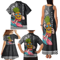 Hawaii Pineapple Surfing Kakau Tribal Personalised Family Matching Tank Maxi Dress and Hawaiian Shirt LT03 - Polynesian Pride