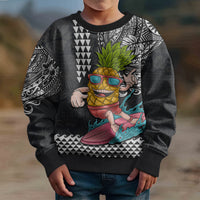 Hawaii Pineapple Surfing Kakau Tribal Personalised Kid Ugly Christmas Sweater LT03 - Polynesian Pride