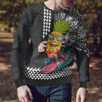 Hawaii Pineapple Surfing Kakau Tribal Personalised Ugly Christmas Sweater LT03 - Polynesian Pride