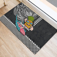 Hawaii Pineapple Surfing Kakau Tribal Personalised Rubber Doormat LT03 - Polynesian Pride