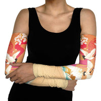 Hawaiian and Japanese Culture Together Arm Sleeves Kakau Art Tattoo with Cranes and Sakura Spring Vibe - Polynesian Pride