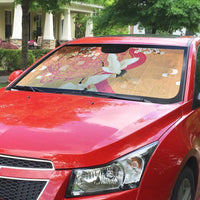 Hawaiian and Japanese Culture Together Auto Sun Shade Kakau Art Tattoo with Cranes and Sakura Spring Vibe - Polynesian Pride