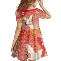 Hawaiian and Japanese Culture Together Family Matching Off The Shoulder Long Sleeve Dress and Hawaiian Shirt Kakau Art Tattoo with Cranes and Sakura Spring Vibe LT03 - Polynesian Pride