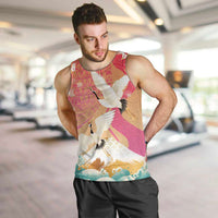 Hawaiian and Japanese Culture Together Men Tank Top Kakau Art Tattoo with Cranes and Sakura Spring Vibe - Polynesian Pride
