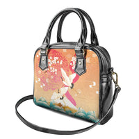 Hawaiian and Japanese Culture Together Shoulder Handbag Kakau Art Tattoo with Cranes and Sakura Spring Vibe - Polynesian Pride