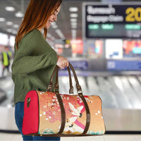 Hawaiian and Japanese Culture Together Travel Bag Kakau Art Tattoo with Cranes and Sakura Spring Vibe - Polynesian Pride