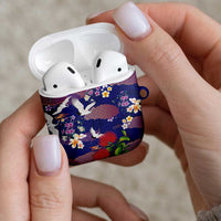 Hawaiian and Japanese Culture Together AirPods Case Blue Ohia Lehua Plumeria and Sakura Blooming LT03 - Polynesian Pride