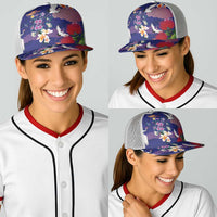 Hawaiian and Japanese Culture Together Baseball Net Cap Blue Ohia Lehua Plumeria and Sakura Blooming LT03 - Polynesian Pride
