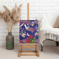 Hawaiian and Japanese Culture Together Canvas Wall Art Blue Ohia Lehua Plumeria and Sakura Blooming - Polynesian Pride