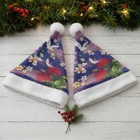 Hawaiian and Japanese Culture Together Christmas Santa Hat Blue Ohia Lehua Plumeria and Sakura Blooming - Polynesian Pride