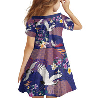 Hawaiian and Japanese Culture Together Family Matching Long Sleeve Bodycon Dress and Hawaiian Shirt Blue Ohia Lehua Plumeria and Sakura Blooming LT03 - Polynesian Pride