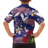 Hawaiian and Japanese Culture Together Hawaiian Shirt Blue Ohia Lehua Plumeria and Sakura Blooming LT03 - Polynesian Pride