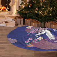 Hawaiian and Japanese Culture Together Tree Skirt Blue Ohia Lehua Plumeria and Sakura Blooming - Polynesian Pride