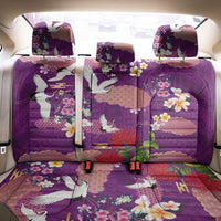 Hawaiian and Japanese Culture Together Back Car Seat Cover Purple Ohia Lehua Plumeria and Sakura Blooming - Polynesian Pride