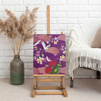 Hawaiian and Japanese Culture Together Canvas Wall Art Purple Ohia Lehua Plumeria and Sakura Blooming - Polynesian Pride