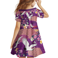 Hawaiian and Japanese Culture Together Family Matching Short Sleeve Bodycon Dress and Hawaiian Shirt Purple Ohia Lehua Plumeria and Sakura Blooming LT03 - Polynesian Pride