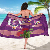 Hawaiian and Japanese Culture Together Sarong Purple Ohia Lehua Plumeria and Sakura Blooming LT03 - Polynesian Pride