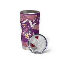 Hawaiian and Japanese Culture Together Tumbler Cup Purple Ohia Lehua Plumeria and Sakura Blooming - Polynesian Pride