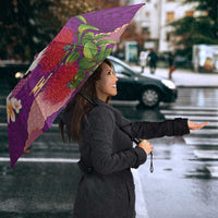 Hawaiian and Japanese Culture Together Umbrella Purple Ohia Lehua Plumeria and Sakura Blooming - Polynesian Pride