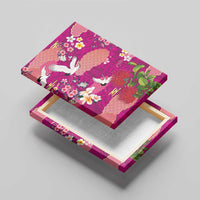 Hawaiian and Japanese Culture Together Canvas Wall Art Pink Ohia Lehua Plumeria and Sakura Blooming - Polynesian Pride