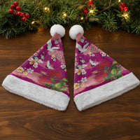 Hawaiian and Japanese Culture Together Christmas Santa Hat Pink Ohia Lehua Plumeria and Sakura Blooming - Polynesian Pride