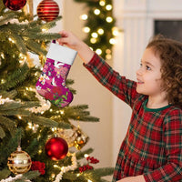 Hawaiian and Japanese Culture Together Christmas Stocking Pink Ohia Lehua Plumeria and Sakura Blooming - Polynesian Pride
