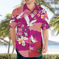Hawaiian and Japanese Culture Together Hawaiian Shirt Pink Ohia Lehua Plumeria and Sakura Blooming - Polynesian Pride