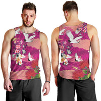 Hawaiian and Japanese Culture Together Men Tank Top Pink Ohia Lehua Plumeria and Sakura Blooming - Polynesian Pride