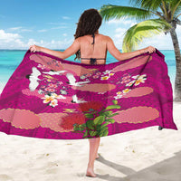 Hawaiian and Japanese Culture Together Sarong Pink Ohia Lehua Plumeria and Sakura Blooming LT03 - Polynesian Pride