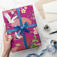 Hawaiian and Japanese Culture Together Wrapping Paper Pink Ohia Lehua Plumeria and Sakura Blooming - Polynesian Pride