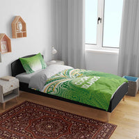 Cook Islands Rugby League Bedding Set Tatau Tribal Motifs-Light Green Color LT03 - Polynesian Pride