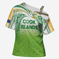 Custom Cook Islands Rugby League Cross Shoulder Shirt Tatau Tribal Motifs-Light Green Color LT03 Female Green - Polynesian Pride