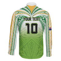 Custom Cook Islands Rugby League Family Matching Mermaid Dress and Hawaiian Shirt Tatau Tribal Motifs-Light Green Color LT03 - Polynesian Pride