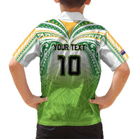 Custom Cook Islands Rugby League Family Matching Short Sleeve Bodycon Dress and Hawaiian Shirt Tatau Tribal Motifs-Light Green Color LT03 - Polynesian Pride