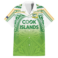 Custom Cook Islands Rugby League Family Matching Short Sleeve Bodycon Dress and Hawaiian Shirt Tatau Tribal Motifs-Light Green Color - Polynesian Pride