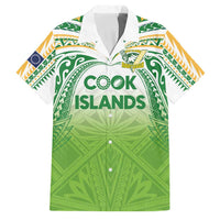 Custom Cook Islands Rugby League Family Matching Summer Maxi Dress and Hawaiian Shirt Tatau Tribal Motifs-Light Green Color LT03 Dad's Shirt - Short Sleeve Green - Polynesian Pride